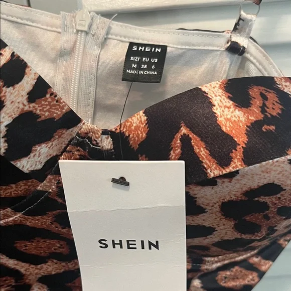 # 0714 + Leopard Print Spaghetti Strap Dress W/ WHT - Picture 3 of 6